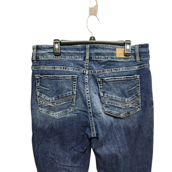 BKE Womens 33x31.5 Payton Bootcut Jeans Blue Mid Rise Dark Wash Denim Stretch - Picture 6 of 16